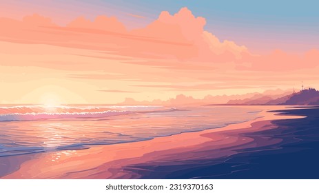 Unwind in the Beauty of a Vector Coastal Scene | Embrace Serenity and Relaxation! - Powered by Shutterstock