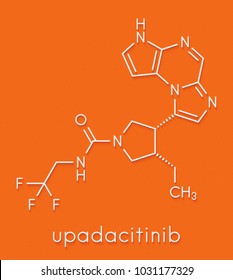 Upadacitinib Drug Molecule. Second Generation Janus Kinase Inhibitor With Selectivity For JAK1. Skeletal Formula.