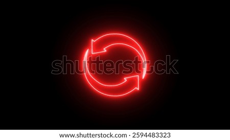 update, circle arrow, refresh, reload illustration. Glowing circle arrow icon refresh and reload, on black background.