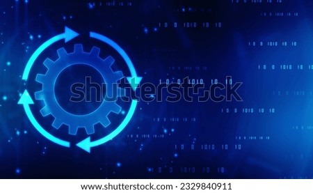Update icon with binary codes on technology abstract background, Update System Upgrade Software version technology concept