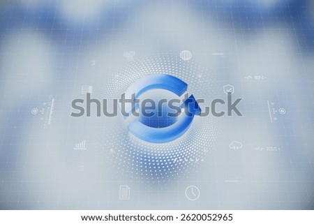 Update icon in futuristic space. Concept of hardware and software update, human resource changes, installing update, modernize, released new version, money transfer, maintenance and. 3D Illustration