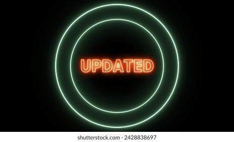Updated text and neon glowing circle on a black background.