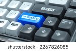 Upgrading software concept. Upgrade keyboard key. 3d rendering