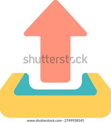 Upload arrow icon with tray flat png illustration