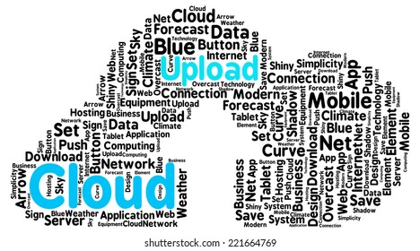 Upload cloud shaped as a real cloud with an arrow as a symbol of upload on white