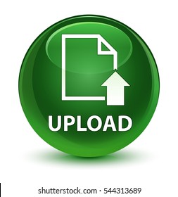 Upload (document Icon) Glassy Soft Green Round Button