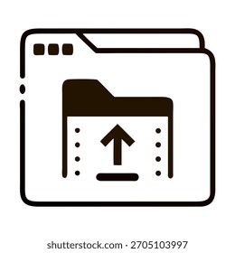 Upload folder from website icon vector outline isolated contour symbol illustration of website storage upload folder isolated on