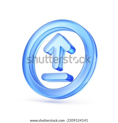 Upload icon, Upload 3d button. Load symbol on white background - 3d rendering