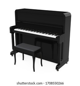 Upright Piano Isolated. 3D Rendering