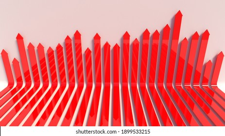 Upward graph. Infographics. Column chart. 3D illustration.