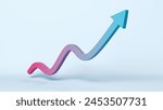 Upwards Pointing Arrow and a Graph, Winning, Success and Growth in Finance Concept, 3D render