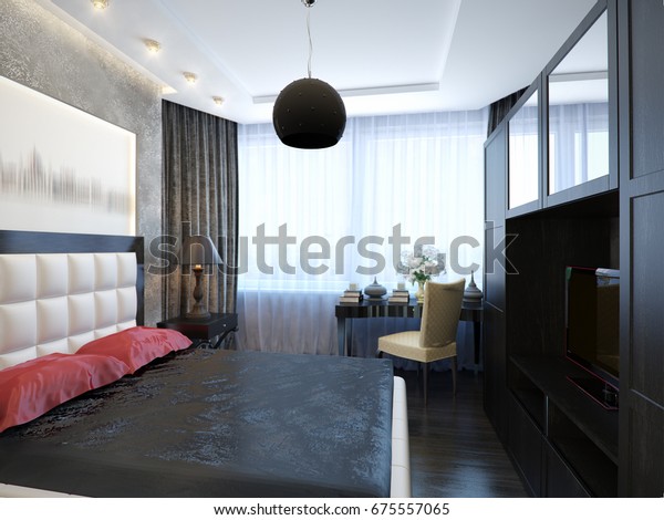 Urban Contemporary Modern Classic Bedroom Interior Stock