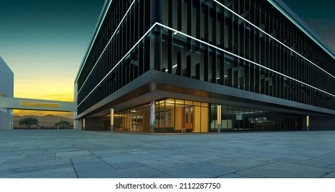 Urban Modern Building Business Office Area. Building And City Construction Concept. 3d Rendering