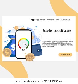 Urgent Micro Loans And Cash Loan In Application Landing Page. Illustration Application Loan Bank, Cash Indicator Transaction