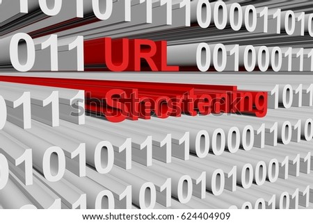 URL shortening in the form of binary code, 3D illustration