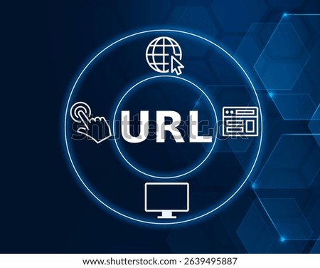 a url tech concept.Uniform Resource Locator, the address used to access resources on the internet.