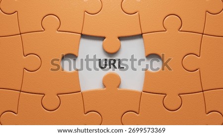 URL website - text concept on puzzle pieces with missing pieces .3D rendering.