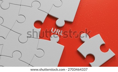 URL website - text concept on puzzle pieces with missing pieces .3D rendering.