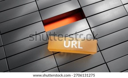 URL website - text concept on metal blocks .3D rendering.