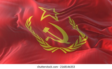 URSS CCCP Soviet Union Flag Waving. 3d Rendering