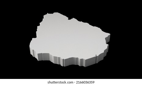 Uruguay 3D map on black background surface 3D illustration