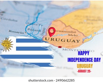 Uruguay Independence Day greeting card, banner, vector illustration. 25 August Uruguayan festival design element with waving flag symbolizing independence. - Powered by Shutterstock