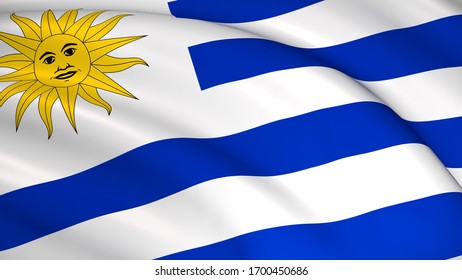 Uruguay National Flag Uruguayan Flag Waving Stock Illustration ...