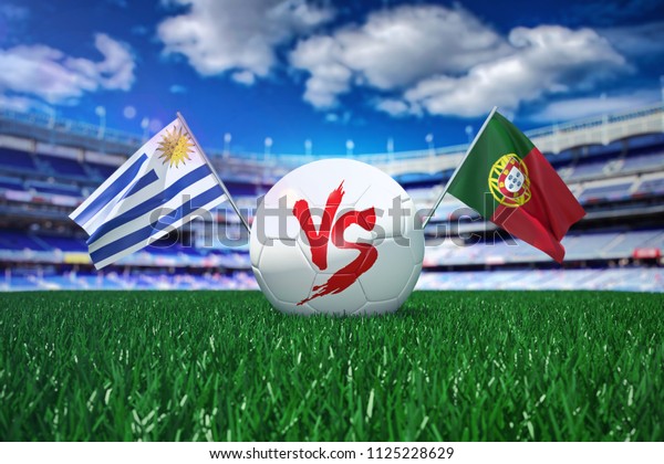 Uruguay Vs Portugal Football 3d Concept Stock Illustration