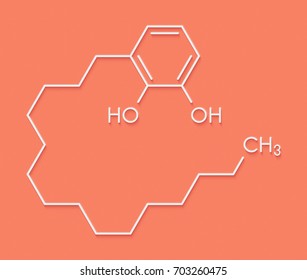 Urushiol Poison Ivy Allergen Molecule. Also Present In Poison Oak, Lacquer Tree And Poison Sumac. Urushiol Is A Mixture Of Closely Related Components, Only One Of Which Is Shown. Skeletal Formula.