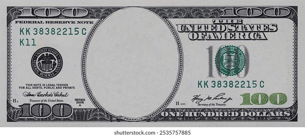 U.S. 100 dollar banknote. Elements on white background for design purpose