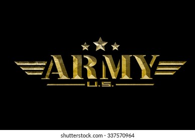 US Army Logo, Black Background 