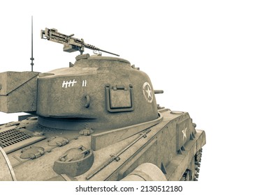 Us Army Tank Close Up Rear View, 3d Illustration