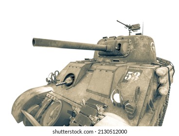 Us Army Tank Close Up View, 3d Illustration