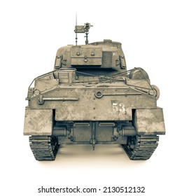 Us Army Tank Rear View, 3d Illustration