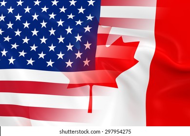 American Canadian Flags Together Stock Photo (Edit Now) 537214672