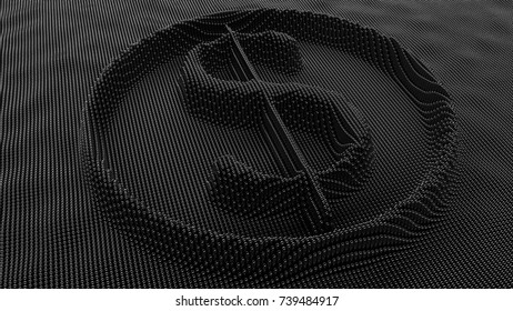 US Dollar Sign On Metal Pin Art Board. 3D Rendering