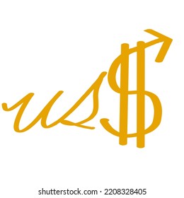 US Dollar Symbol For Dollar Appreciation.