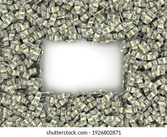 US Dollars Empty Frame Money Background. 3D Illustration 