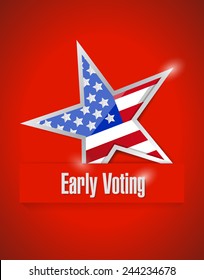 Us Early Voting Patriotic Illustration Design Over A Red Background