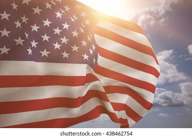 US Flag Against Blue Sky