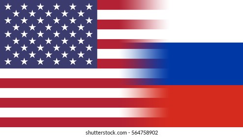 US Flag Blending Over Into The Colors Of Russia, White Red And Blue