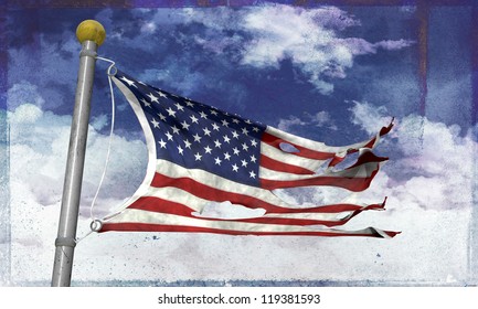 U.S. flag in old grunge photo