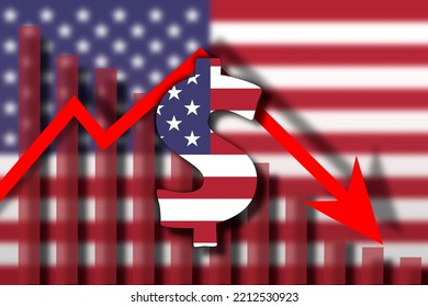 US Flag Paint Over On Us Dollar Symbol. US Currency Crash Concept .