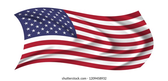 Us Flag Waving Wind Proudly Fluttered Stock Illustration 1209458932 