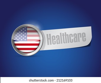 Us Healthcare Sign Illustration Design Over A Blue Background