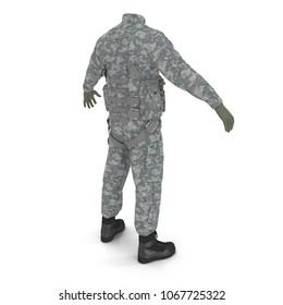 US Helicopter Pilot Uniform On White. Rear View. 3D Illustration