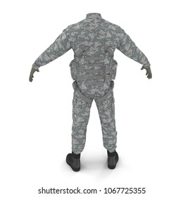 US Helicopter Pilot Uniform On White. Rear View. 3D Illustration