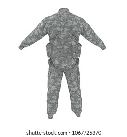 US Helicopter Pilot Uniform On White. Rear View. 3D Illustration