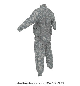 US Helicopter Pilot Uniform On White. Rear View. 3D Illustration