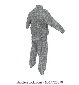 US Helicopter Pilot Uniform On White. Rear View. 3D Illustration